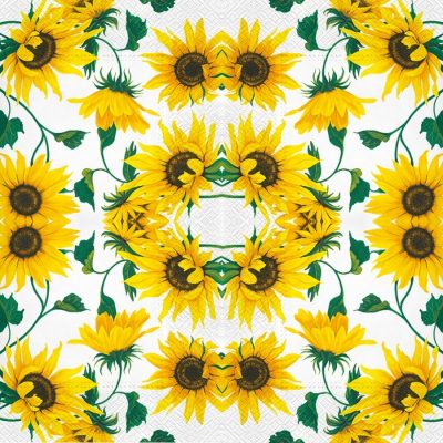 Sunflowers on White Luncheon Napkins