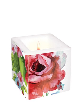 Pillar Candle Watercolor Roses square