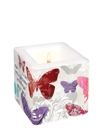Pillar Candle Romantic Butterflies square