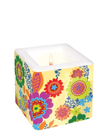 Pillar Candle Hippie Flowers square