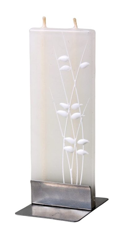 Abstract White Grass Flat Candle