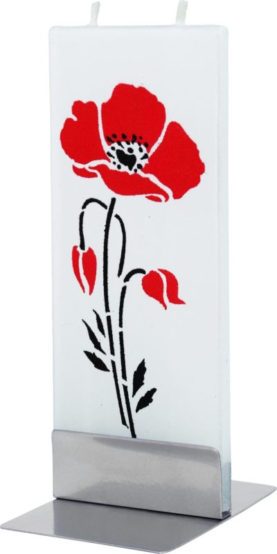 Abstract Red Poppies Flat Candle