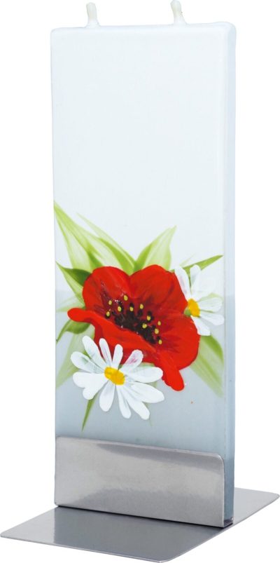 Poppy with Daisies Flat Candle