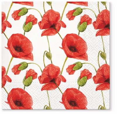 Red Poppy Papaver Luncheon Napkins