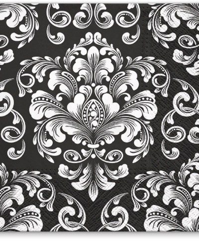 Wedding Pattern Black & White Cocktail Napkins