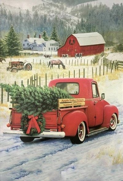 Christmas Red Truck Rice Paper