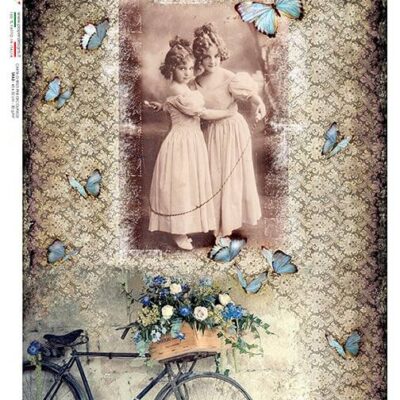 Vintage Photo with Bike Rice Paper