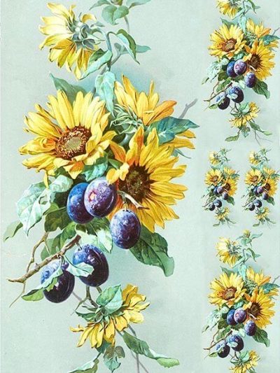 Sunflowers with Plums Rice Paper