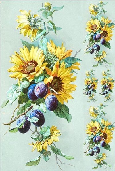 Sunflowers with Plums Rice Paper