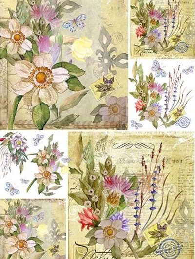Spring Floral Postcards Rice Paper