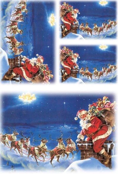 Santa with Reindeer Rice Paper