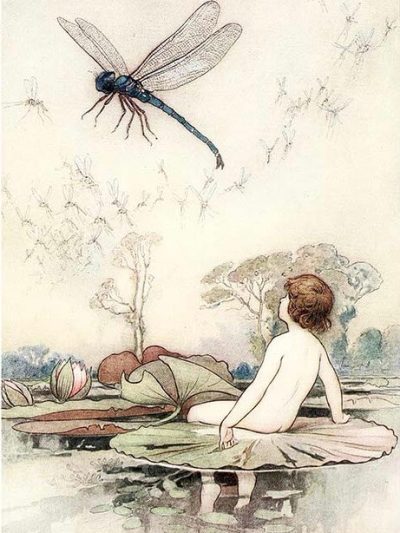 Child with Dragonfly Rice Paper