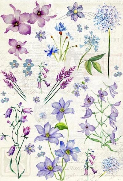 Blue Spring Flowers Rice Paper