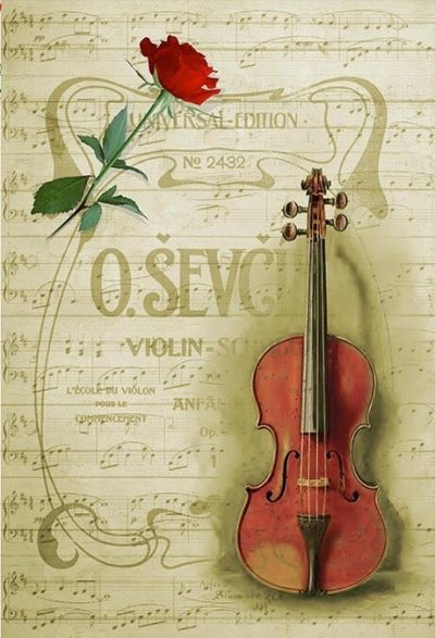 Violin on Music Notes Rice Paper