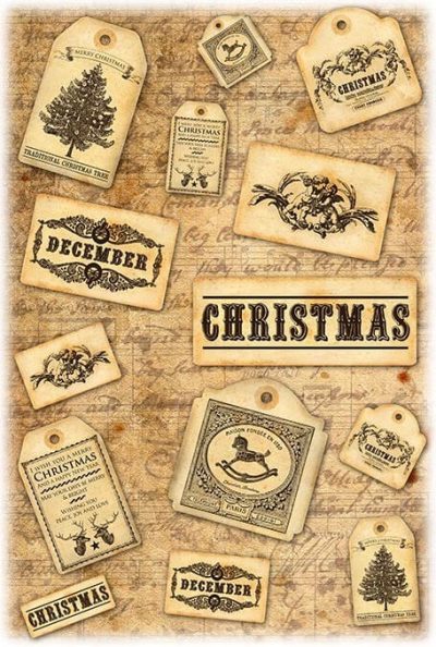 Vintage Christmas Tags Rice Paper