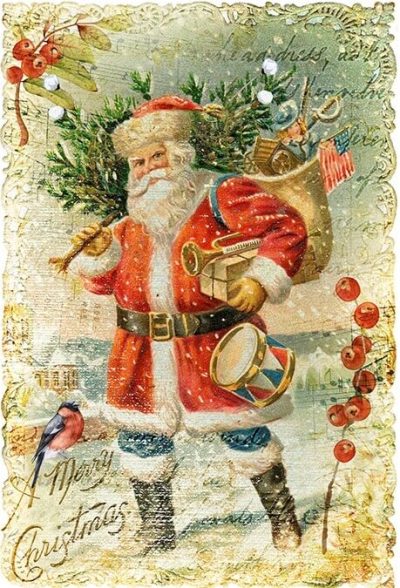 Vintage Santa with Presents Rice Paper