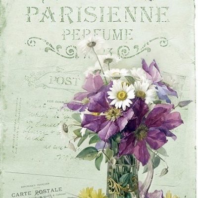French Purple Bouquet in a Vase Rice Paper