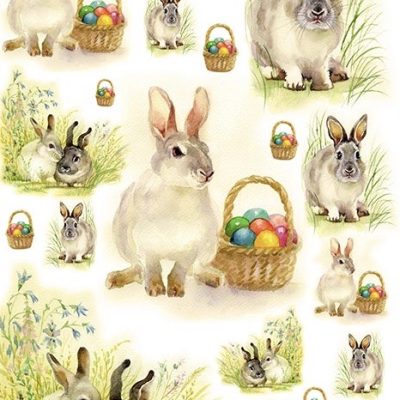 Easter Bunnies Collage Rice Paper