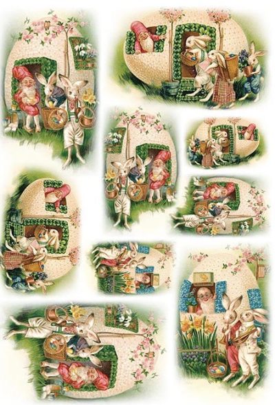 Bunnies in the Egg House Rice Paper