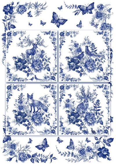 Blue Forest Animals Rice Paper