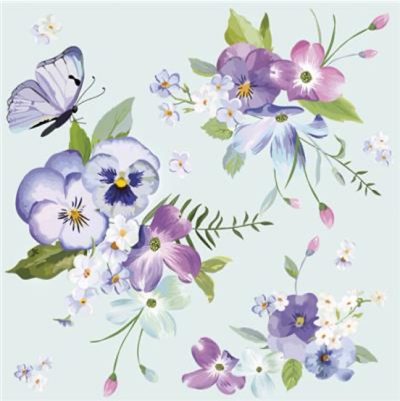 Pansies with Butterfly Luncheon Napkins