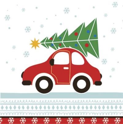 Red Christmas Car Luncheon Napkins