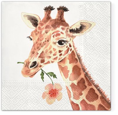 Giraffe with Flower Luncheon Napkins