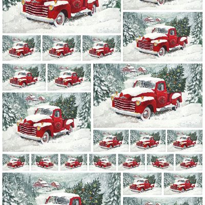 Snowy Red Truck Rice Paper