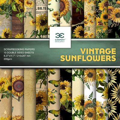 Vintage Sunflowers Scrapbooking Paper