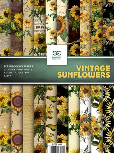 Vintage Sunflowers Scrapbooking Paper
