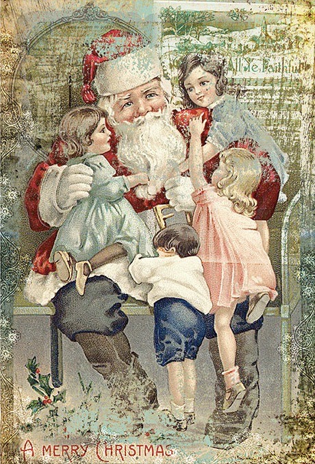 Santa with Children Rice Paper - European Excellency