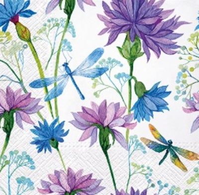 Flowers with Dragonfly Luncheon Napkins