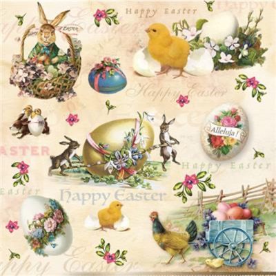 Vintage Easter Animals Luncheon Napkins