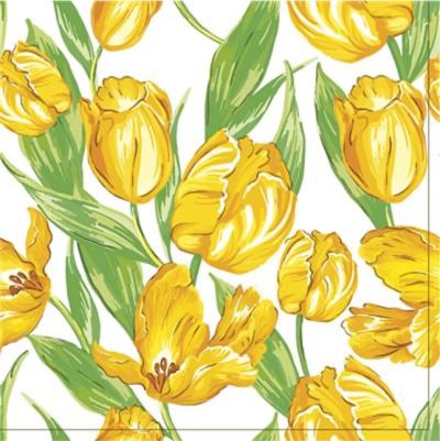 Retro Yellow Tulips Luncheon Napkins