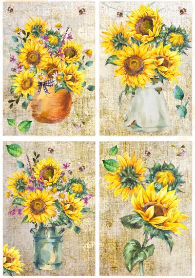Sunflowers Bouquets Rice Paper
