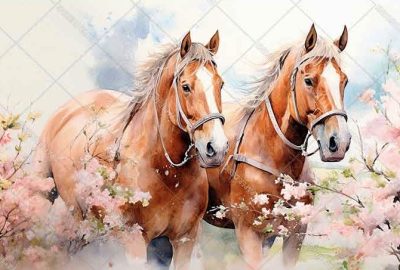 Spring Horses Rice Paper
