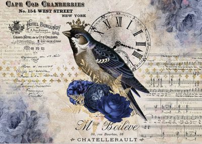 Bird with Clock – Wet Transfer